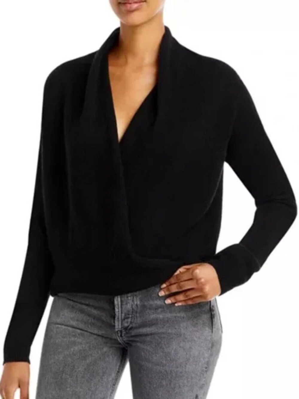 Bloomingdales Cashmere Crossover Sweater Black XS